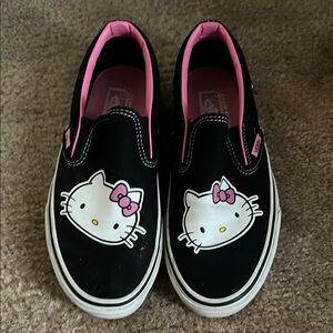 Vans Black and Pink Hello Kitty Slip-On Sneakers